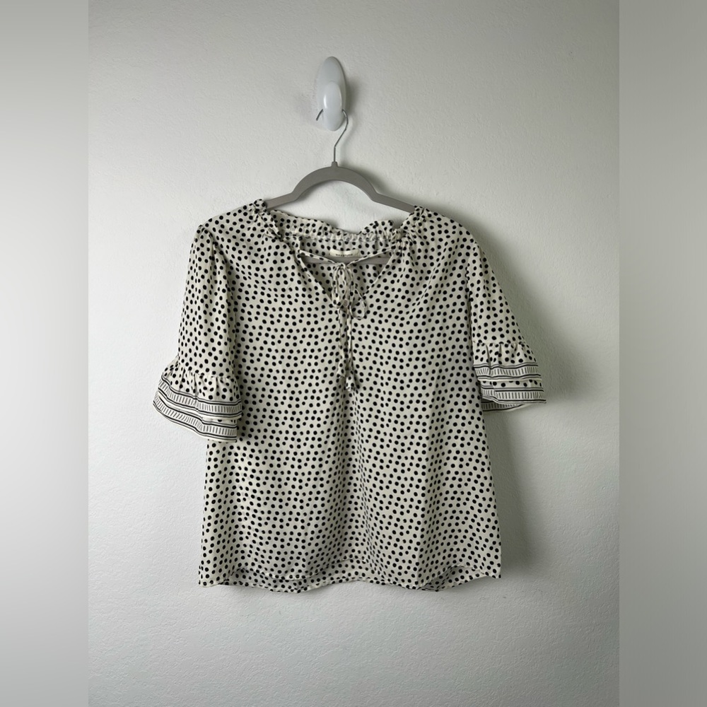 Max Studio Short Sleeve Polka Dot Top